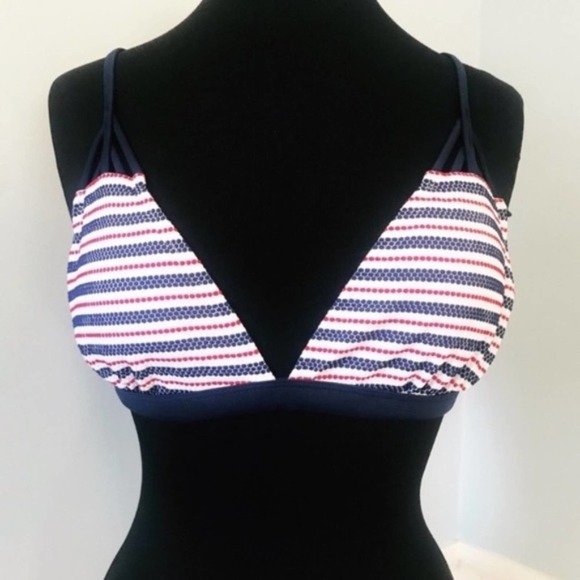 Red White & Blue Stripe Bikini Top Size Large - Picture 1 of 5